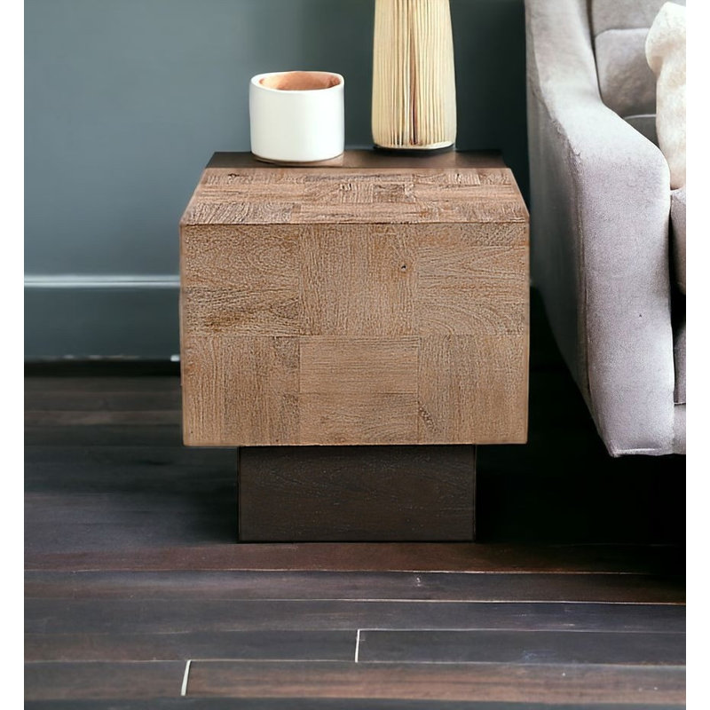 Table de bout carrée en bois massif brun 22 po Lefancy