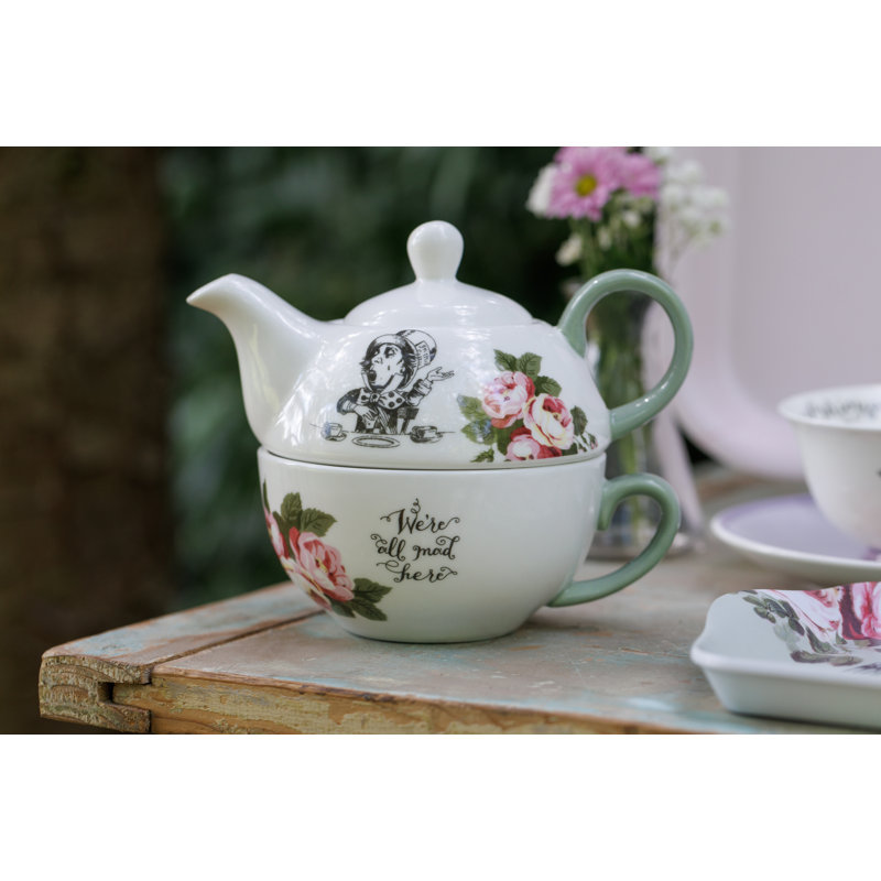 Mikasa and the V&A Alice In Wonderland Bone China 'Tea for One' Teapot and Cup Set