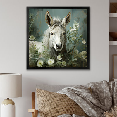 Farmhouse Donkeys Flower Charm II - âne, art mural