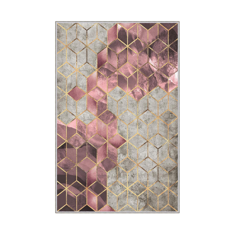 Washable Geometric Indoor Rug, Rectangle 1'8" x 2'7"