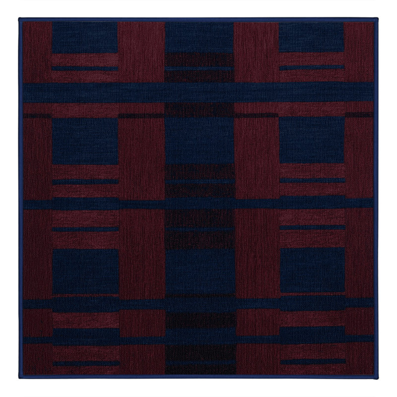 Machine Washable Checkered Blue Area Rug, Square 6'