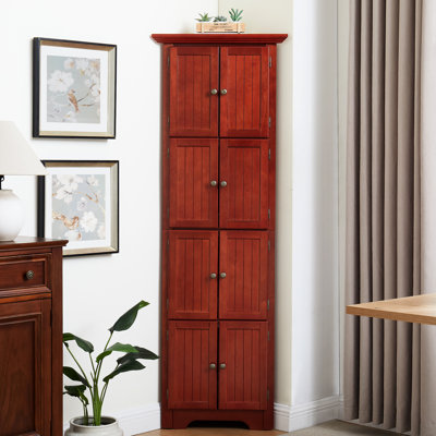 Meuble de coin à 4 portes avec 8 portes et matériaux durables. Rangement de chambre à coucher à 8 portes avec tablettes réglables.