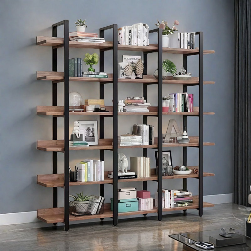 A versatile and fashionable bookcase, (6 Shelves) 86.6"H x 78.7"W x 11.8"D