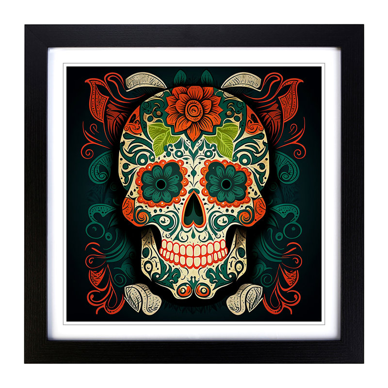 Sugar Skull - Framed Print, Black