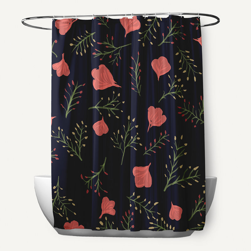 Rideau de douche simple en polyester Slezak, Bleu marine