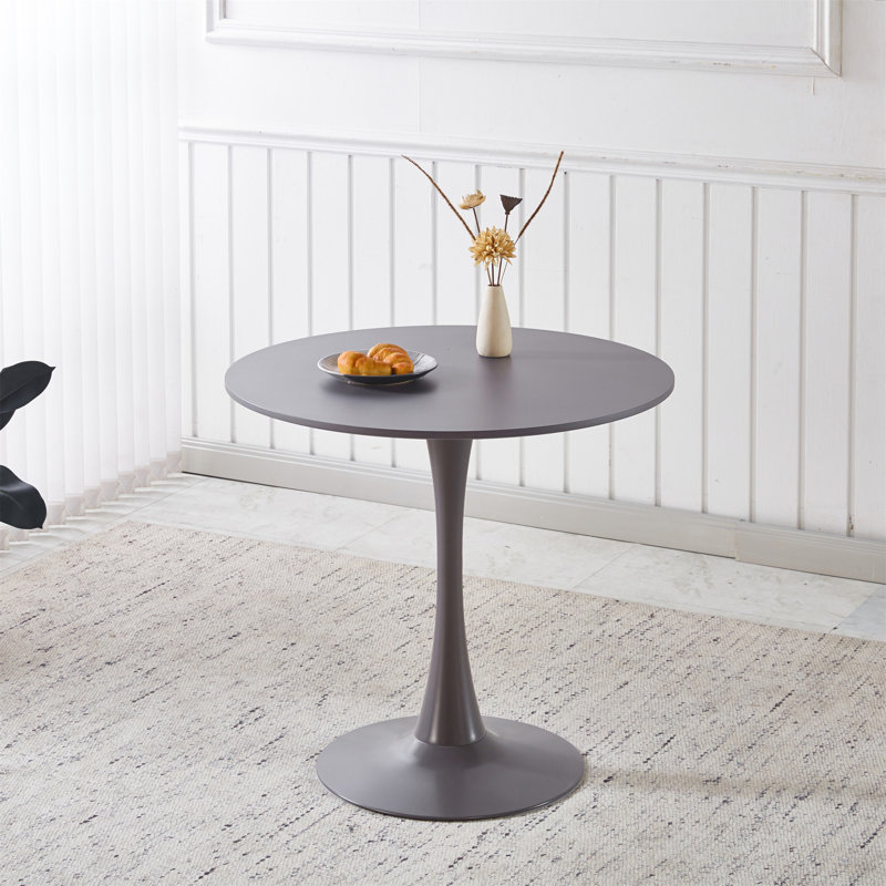 31.5" Grey Colour Top Tulip Table Mid-Century Dining Table For 2-4 People With Round Mdf Table Top, Pedestal Dining Table, End Table Leisure Coffee Table