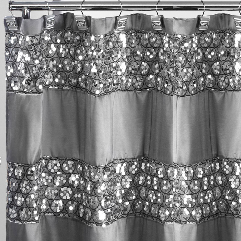 Ced Striped Shower Curtain, Silver