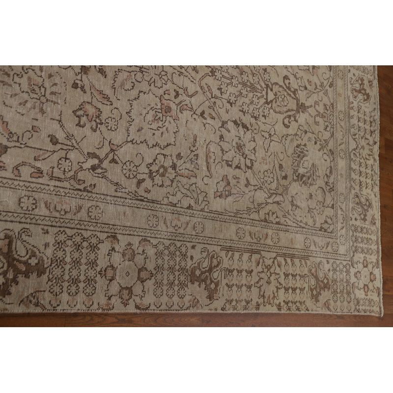 Tapis unique en laine noué à la main de style années 1960 de 9 pi 11 po x 12 pi 1 po kevon en 1960