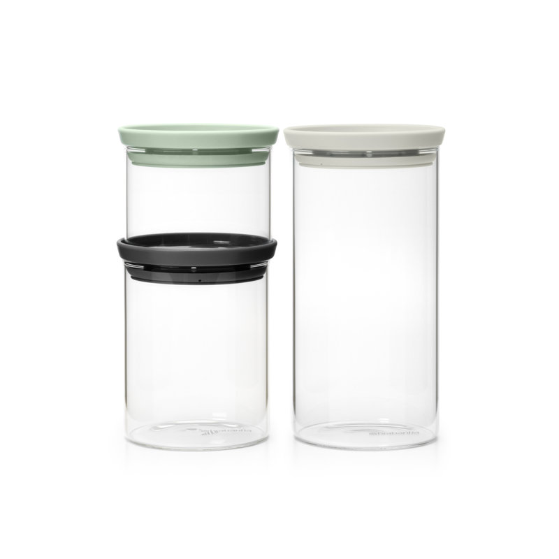 Pots en verre empilables, ensemble de 3