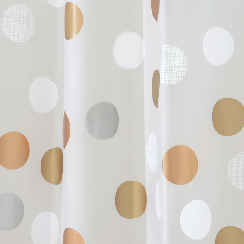 Metallic Gilly Dot PEVA Shower Curtain with Liner, 72" x 72"