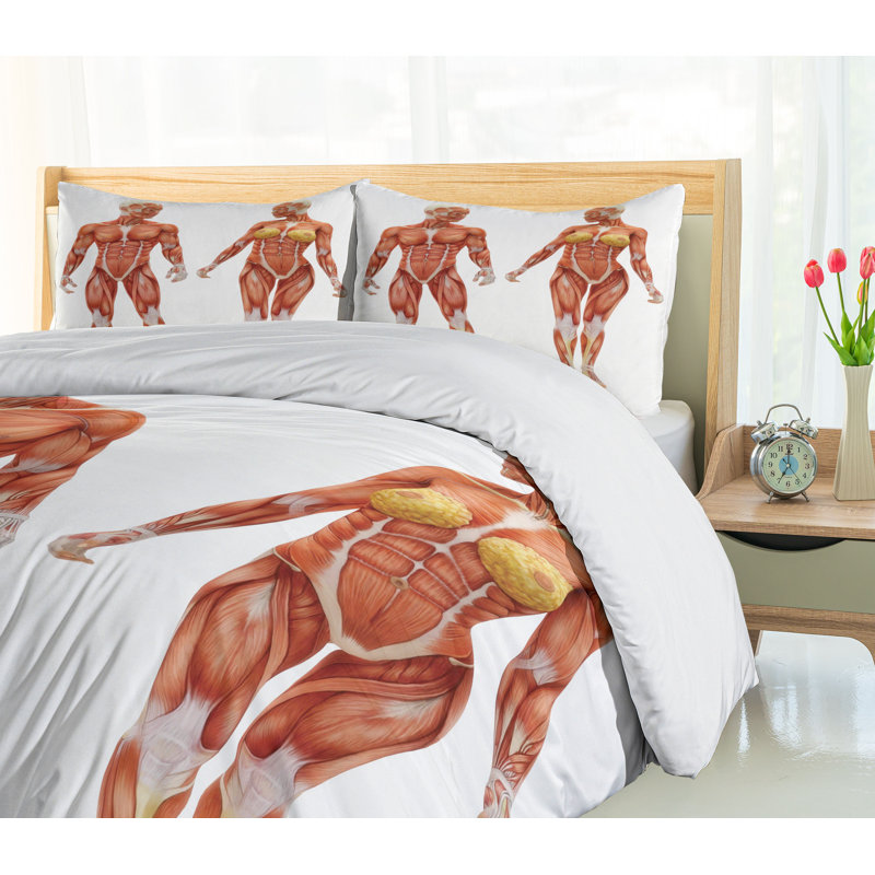 California King Coral Cotton Duvet Cover Set