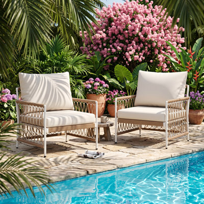 Christopher Knight Home 26.97" W x 27.17" D x 26.77" H Handwoven Rope and Steel Outdoor Lounge Chair (Set of 2)