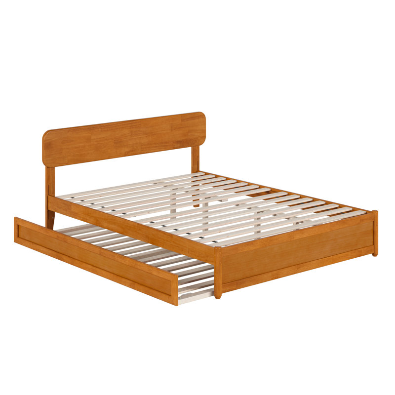 Lit plateforme en bois massif avec lit gigogne assorti Ause, Grand, Caramel clair