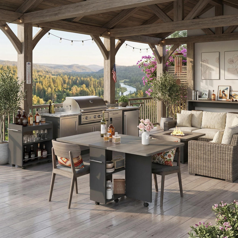 Table de salle à manger pliante avec rangement à 2 niveaux extensible pour 2 à 4 personnes, H 29,5 po x l 47,2 po x P 23,6 po