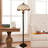 64"H Tiffany Style Floor Lamp with Stained Glass Shade and Resin Base-1023257590