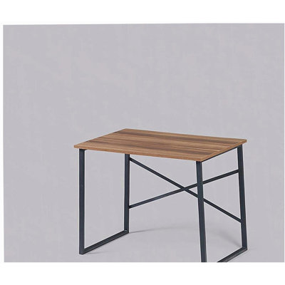 Furnish Home Store Lator Black Metal Frame 35" Wooden Top Small Writing and Computer Desk for Teens Bedroom