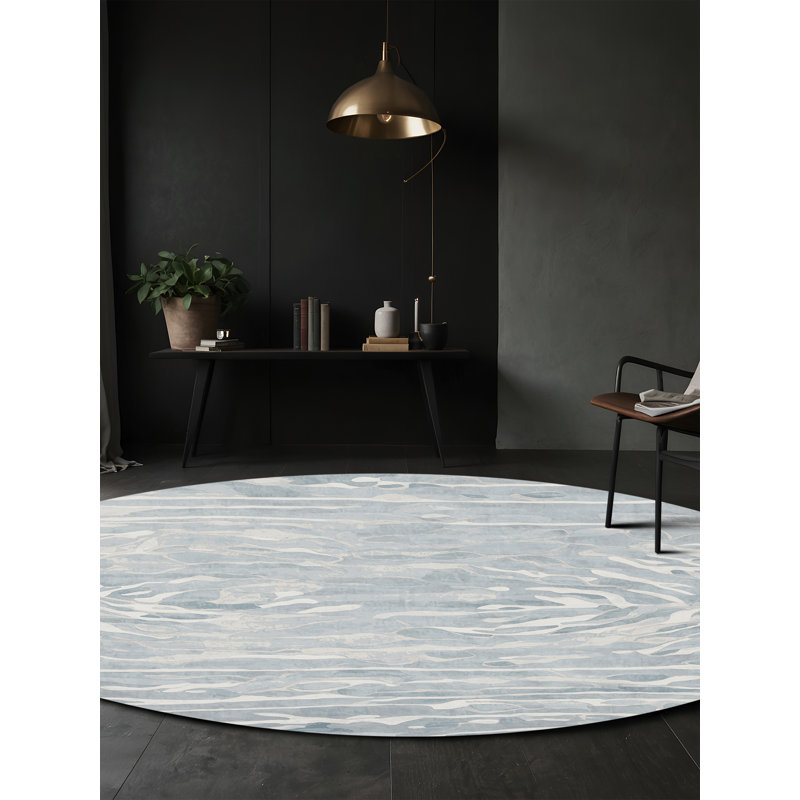 Tapis gris lavable à la machine, Rond 3 pi