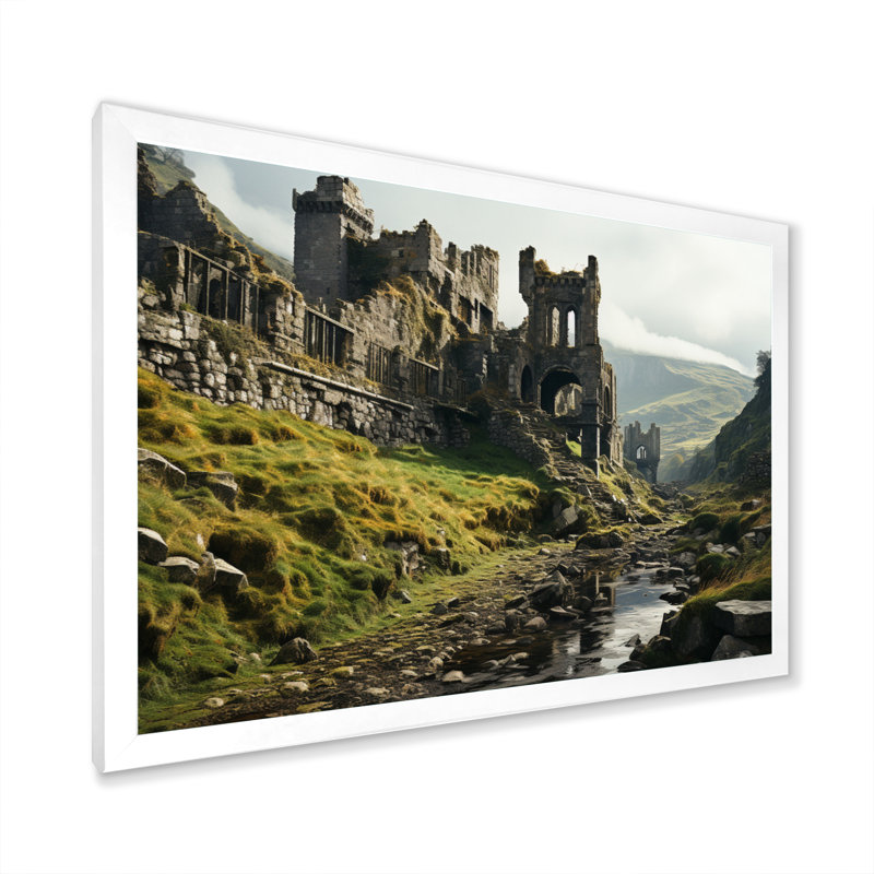 Irlande, château mystique I, Cadre simple blanc, H 16 po x l 32 po x P 1 po