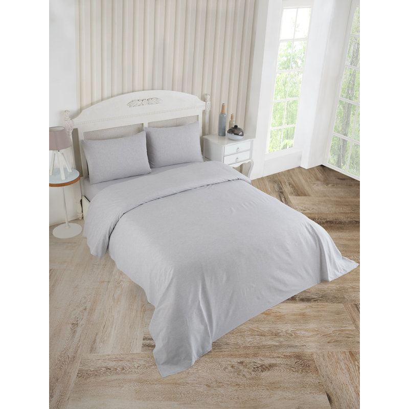 Solid Colour 4 Pieces Bed Sheet Set, Gray, Queen