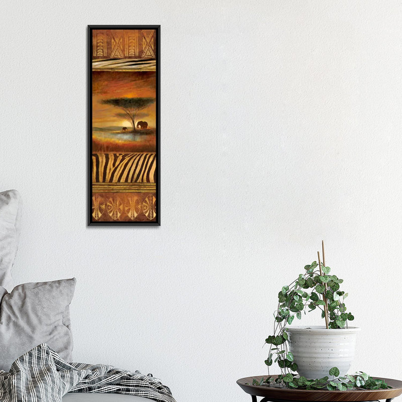 «Serengeti Silhouette II», reproduction d'art sur toile, H 36 po x l 12 po x P 1,5 po, Cadre noir