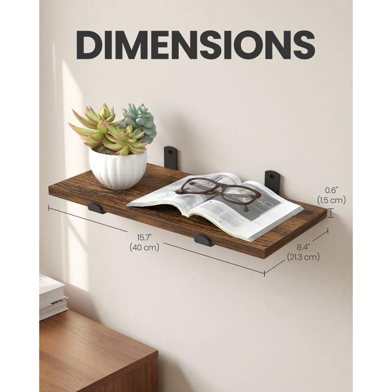Floating Shelf, 10cm H x 40cm W x 21.3cm D, Brown