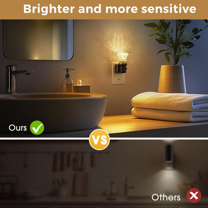 LOHAS Veilleuse à DEL murale à intensité variable avec capteur de lumière automatique 3000K blanc chaud 0-100LM luminosité réglable pour le couloir de la salle de bain