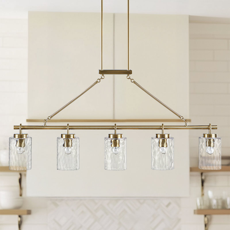 Curiana 5-Light Linear Chandelier With Textured Glass Shades