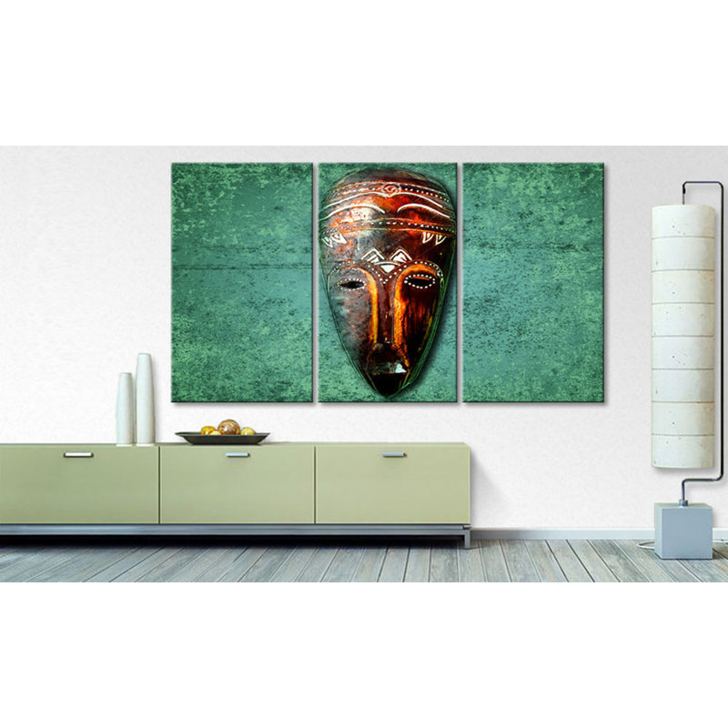 Wooden Face - Wrapped Canvas Print, 100 cm H x 180 cm W, 3-piece canvas set