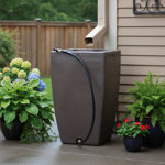 Camarillo Tall Square Rain Barrel with Hose, 50 Gallon