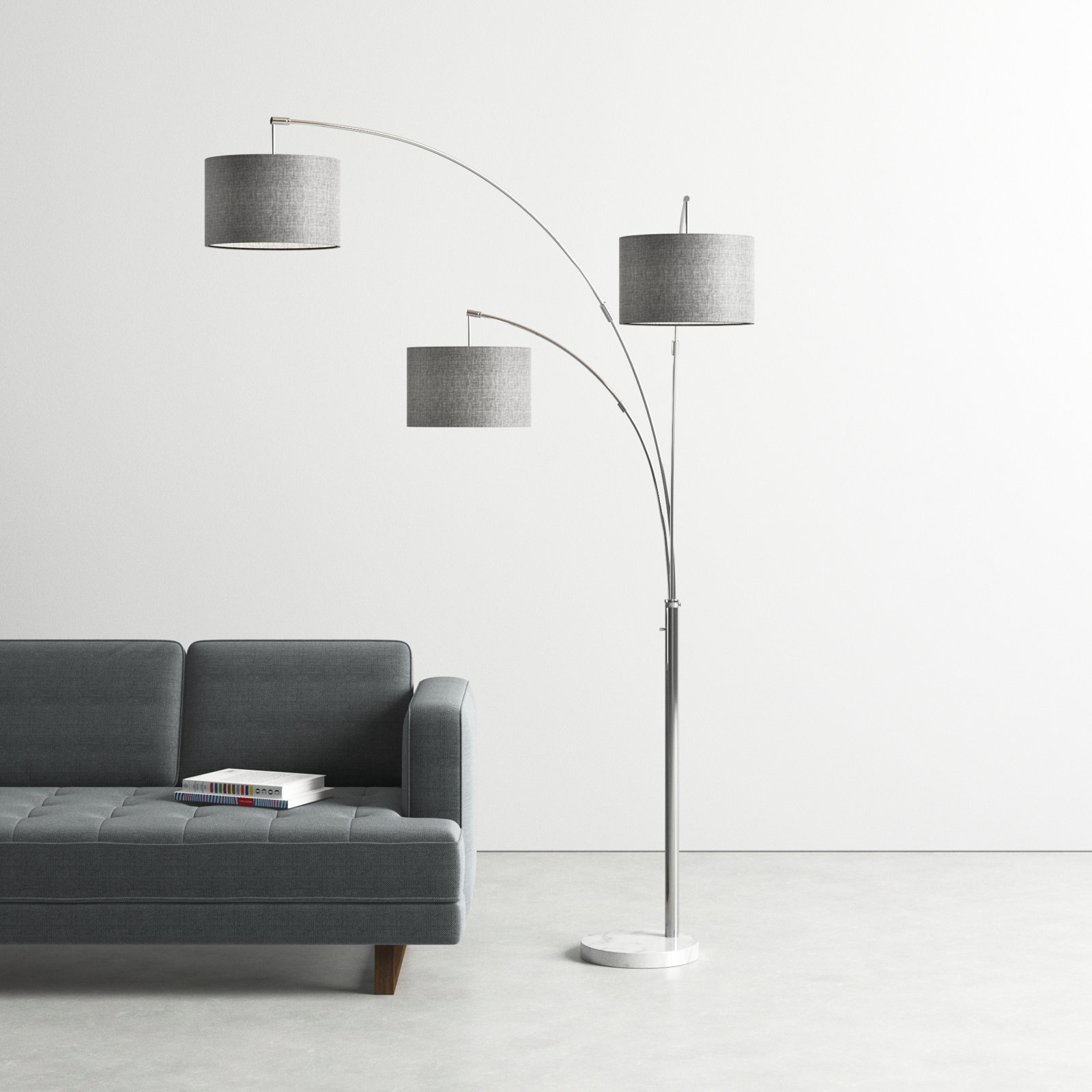 Felice 74'' Floor Lamp, Gray, Brushed Steel
