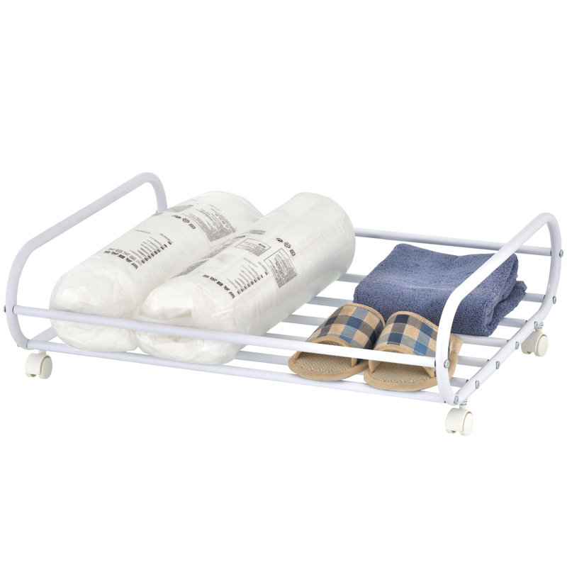 Metal Underbed Storage Rolling Cart, White