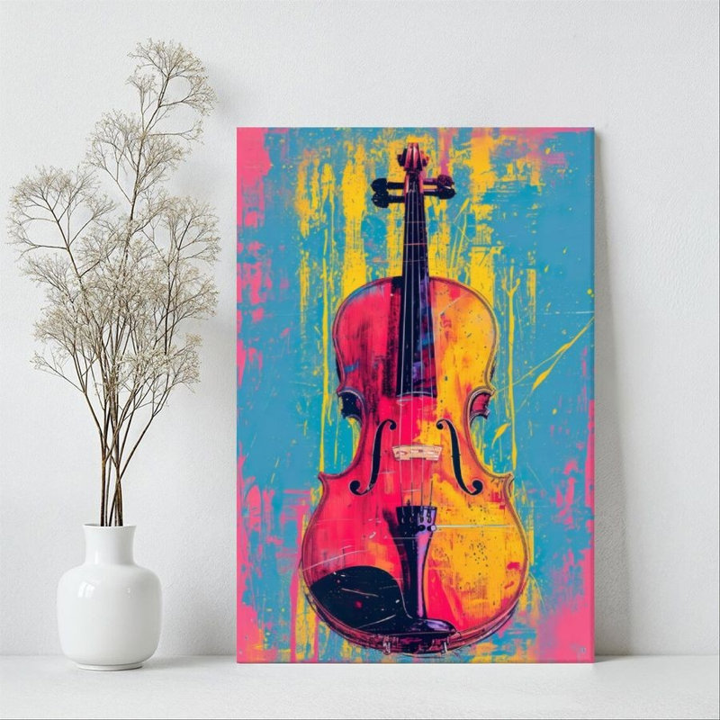 1 pièce, impression sur toile encadrée violon, collage de couleurs abstraites, décoration murale Pop Art