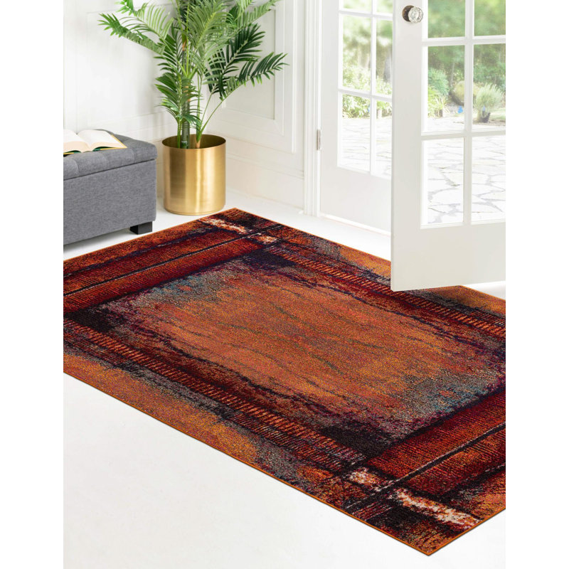 Eddins Washable Geometric Indoor Rug, Rectangle 7'1" x 10'