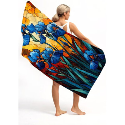 Plant Microfiber Oversized Lightweight Beach Towel XL Extra Large Flower Thin Sand Towels Travel Swim Pool Yoga Camping for Adults Women Men Beach Essentials Accessories Vacation Gift, 30 x 60 in