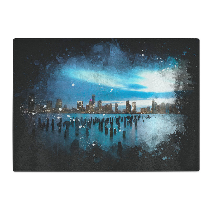 Tempered Glass New Jersey Skyline Chopping Board, 20 cm x 28.5 cm