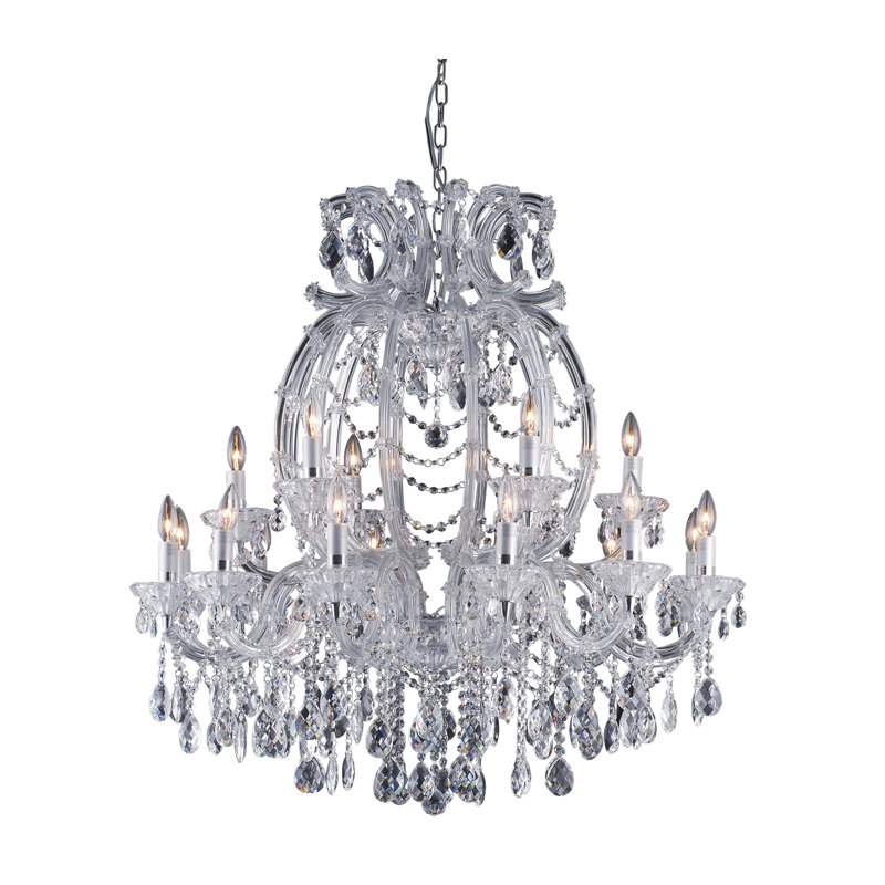 Lustre en cristal 24 lumières Transitional, Transparent
