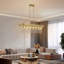 Lustre rectangulaire moderne en cristal de 39 po avec finition dorée, élégant luminaire suspendu avec perles en cascade