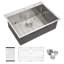 Évier de cuisine encastré 30 po x 22 po x 10 po à cuve simple en acier inoxydable de calibre 16 30 po-126235804