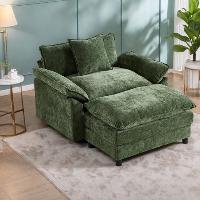 Chaises d'appoint surdimensionnées, chaise moderne en bois de chenille verte pour la maison