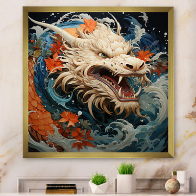 Vague de dragon japonais au large de Kanagawa I - Dragons, art mural