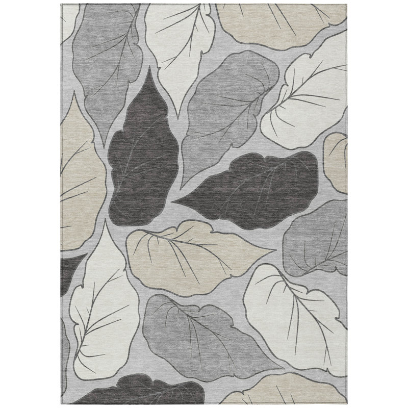 Machine Washable Indoor/Outdoor Bourkelands ACN2348 Botanical Rug, Rectangle 5' x 7'6"