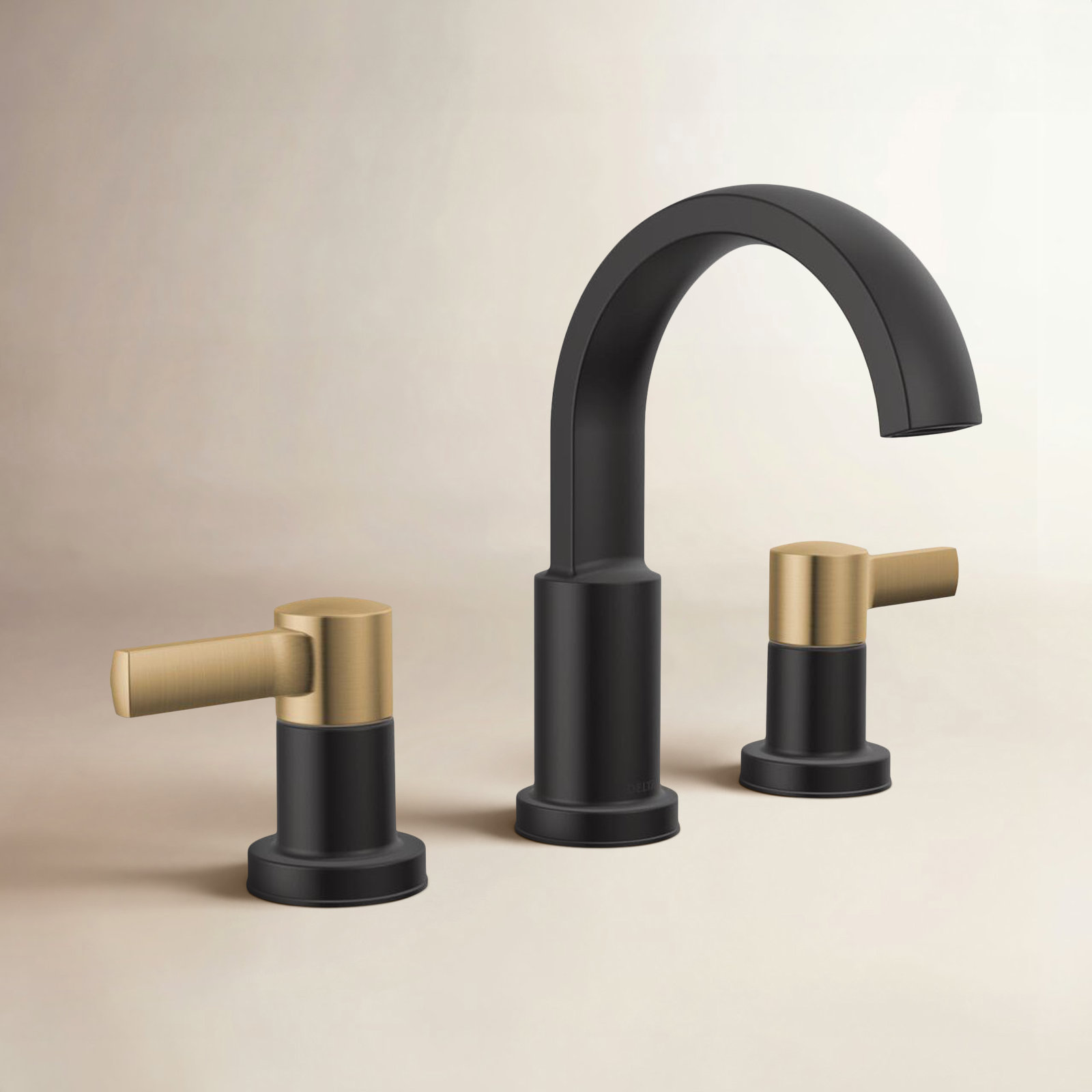 Albion Widespread Bathroom Faucet with Drain, Matte Black/Champagne Bronze