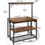 Îlot de cuisine avec prise de courant et ports USB, plateau de table pliable avec tablettes de rangement, bar à café multifonctionnel et table de salle à manger pour le salon et la cuisine
