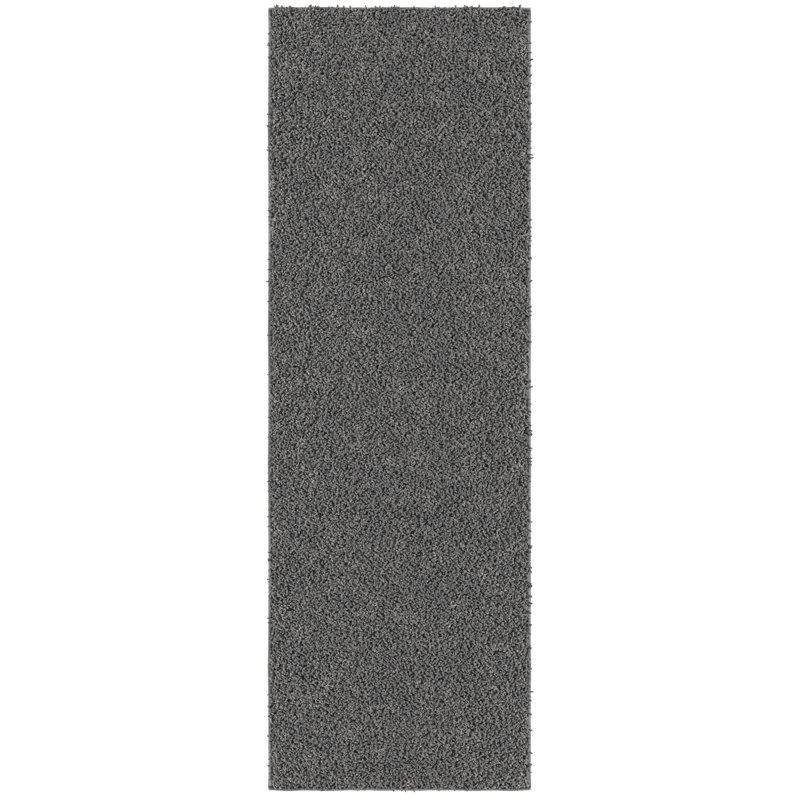 Mair Plush Non-Slip Rubberback Extra Long Hallway Runner Rug for Bedroom, Living Room, Bathroom, Gray, Runner 2' x 26', Gray
