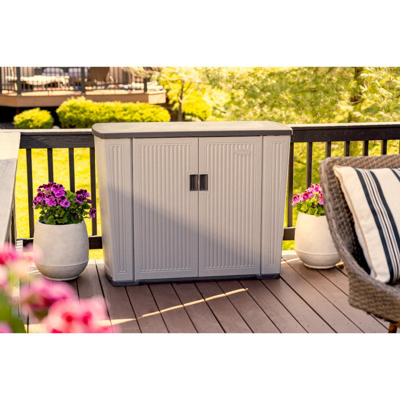 Suncast 130 Gallon Water Resistant Deck Box, Gray