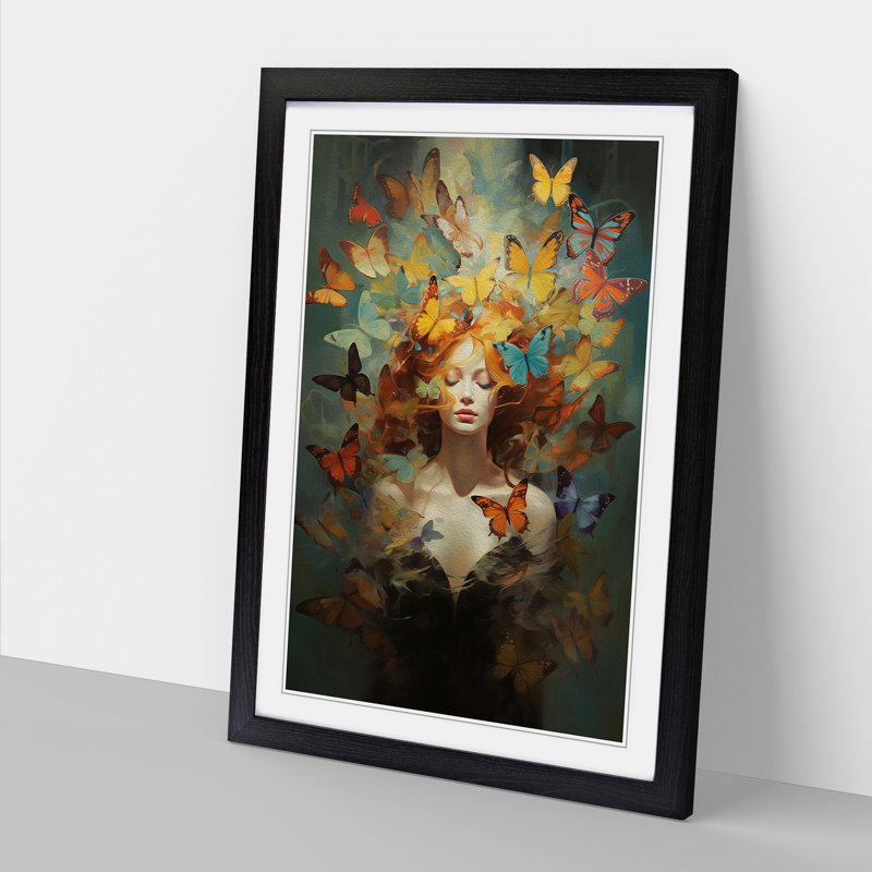 Butterfly Futurism Art - Framed Print, 46cm H x 34cm W x 2cm D, Black Framed