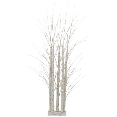 Décoration de Noël 4 pi avec bouleau blanc éclairé à DEL