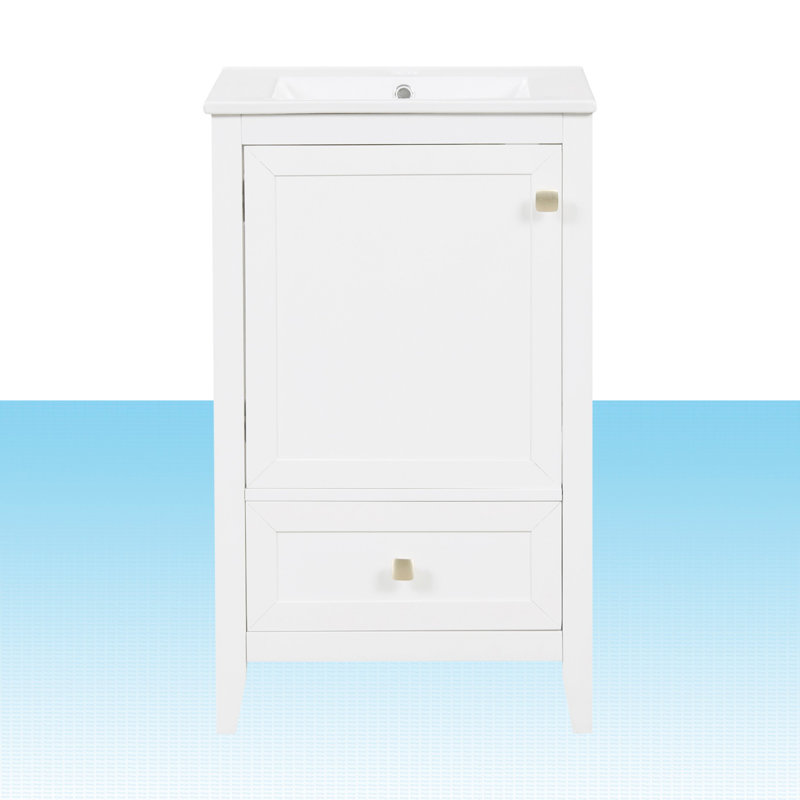 20" Bathroom Vanity With Sink, Bathroom Cabinet With Door And  Drawer,Painted Finish