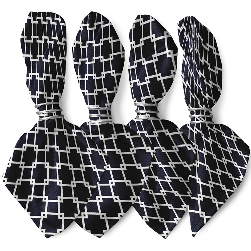 Larreon Polyester Geometric Square Napkin, Navy