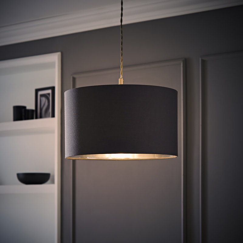 Danelis Linen Blend Drum Lamp Shade ( Slip-On ) in Grey, 20" H x 35" W x 35" D